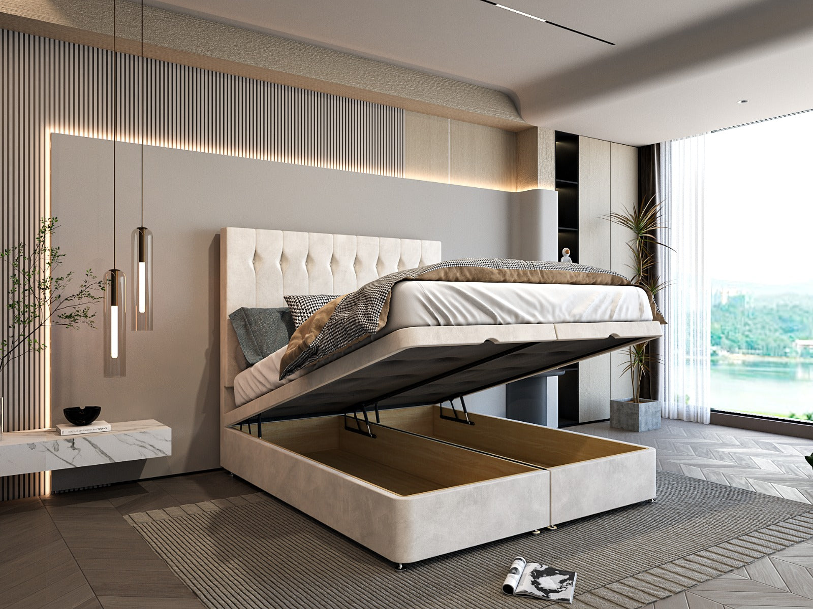 Verta Ottoman Divan Storage Bed With Deep Button Headboard