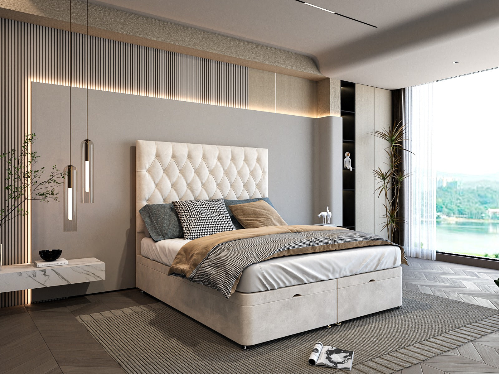 Haven Ottoman Divan Storage Bed With Chesterfield Headboard