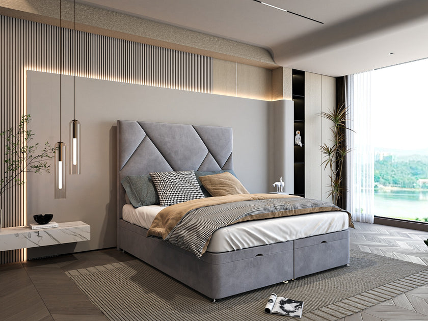 Aurelia Ottoman Divan Storage Bed Timeless Italian-Inspired Elegant Headboard