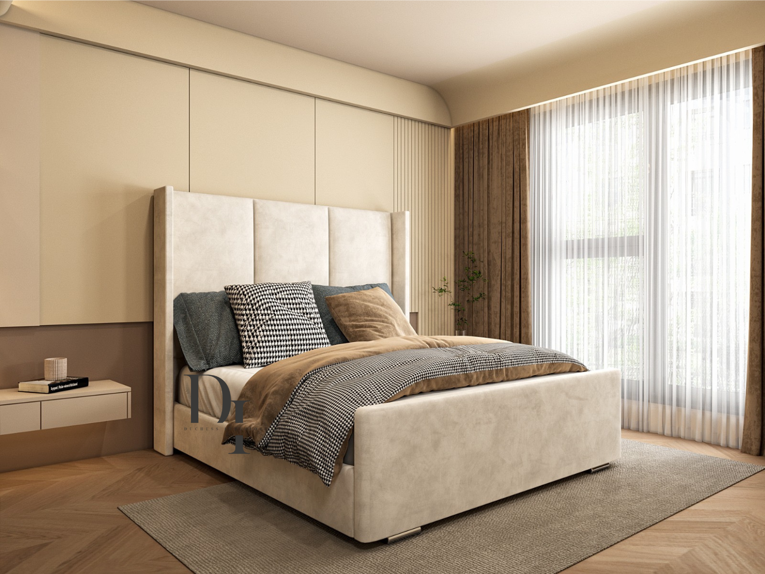 Empress Wingback 3 Panel Bed Frame