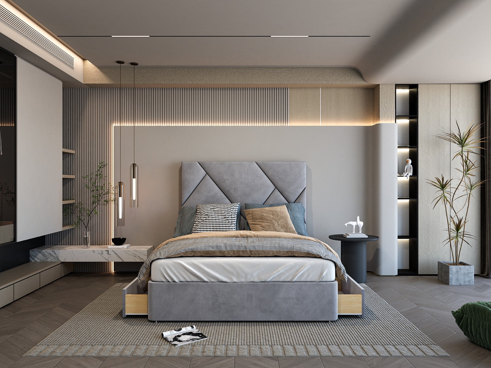 Cannes Geometric Panel Divan Bed