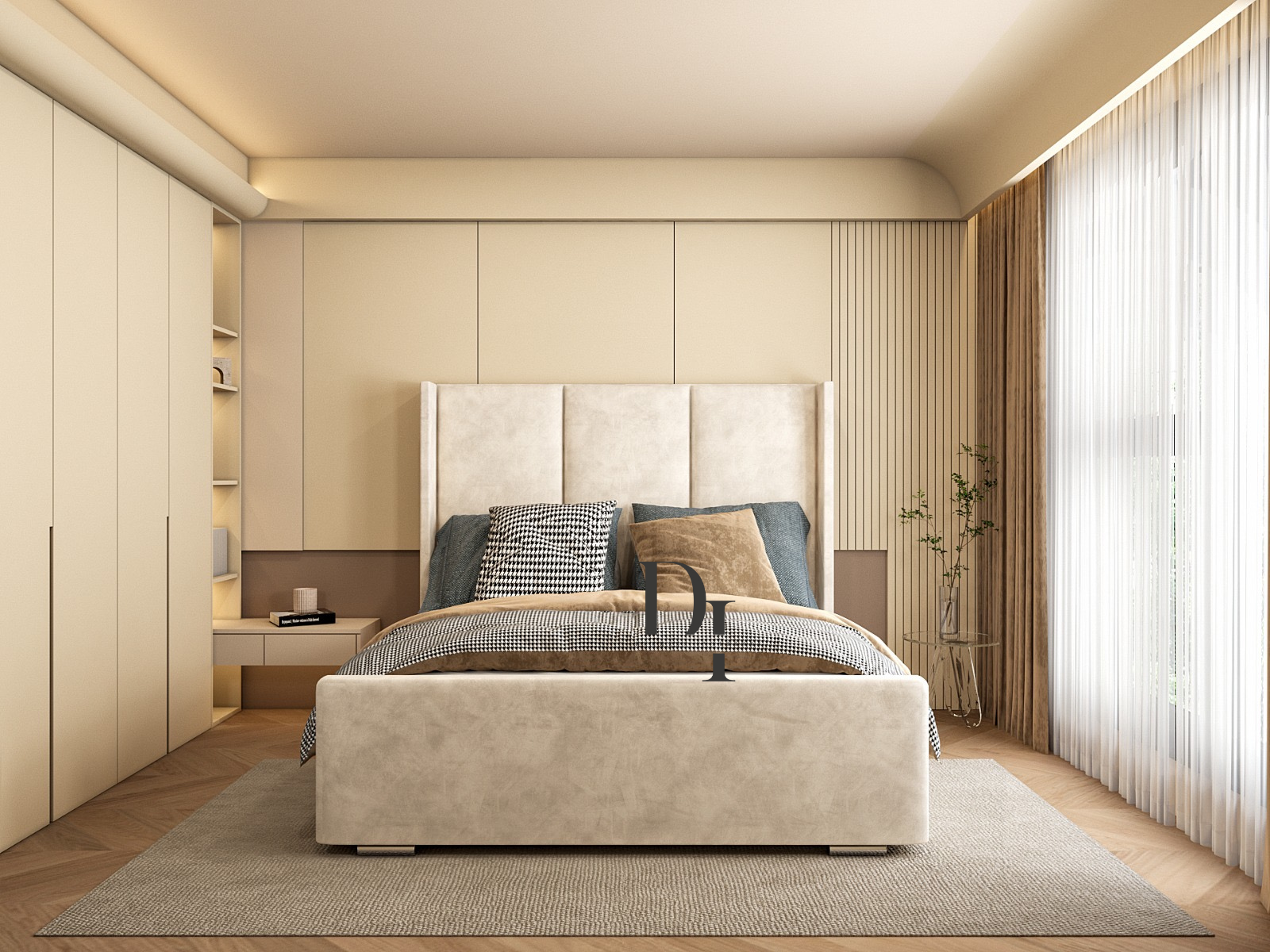 Empress Wingback 3 Panel Bed Frame