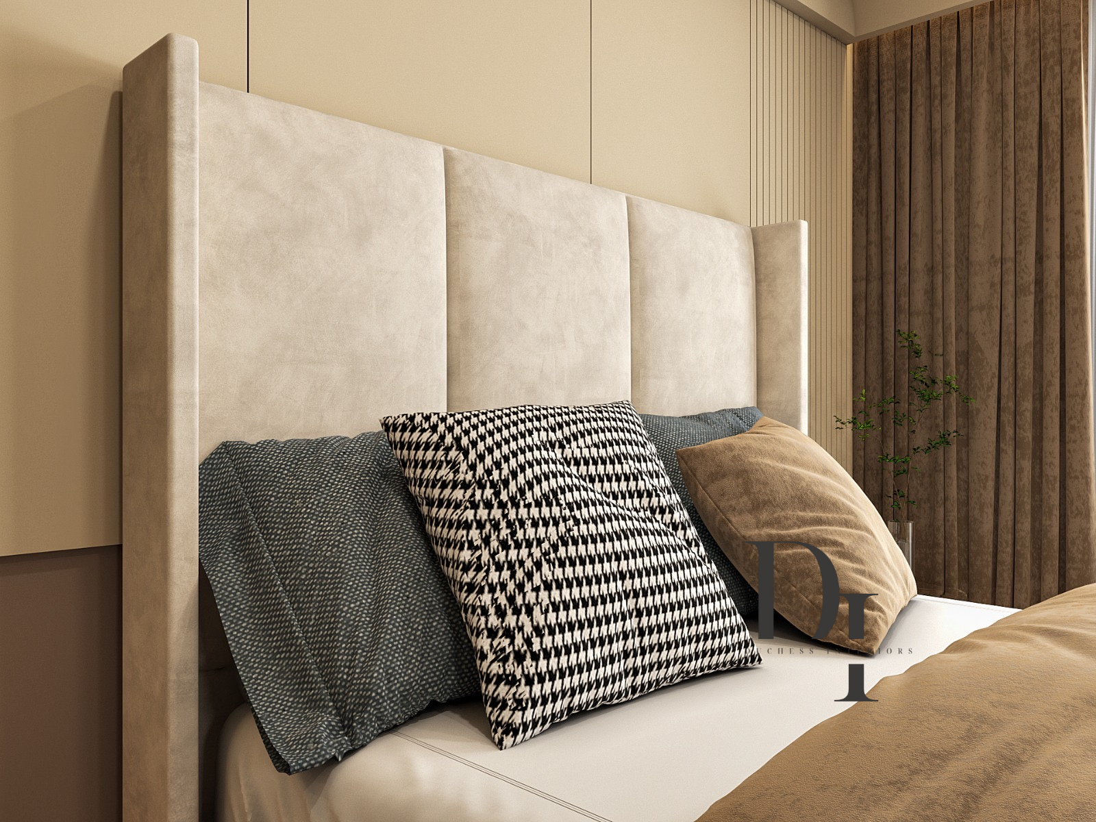 Empress Wingback 3 Panel Bed Frame