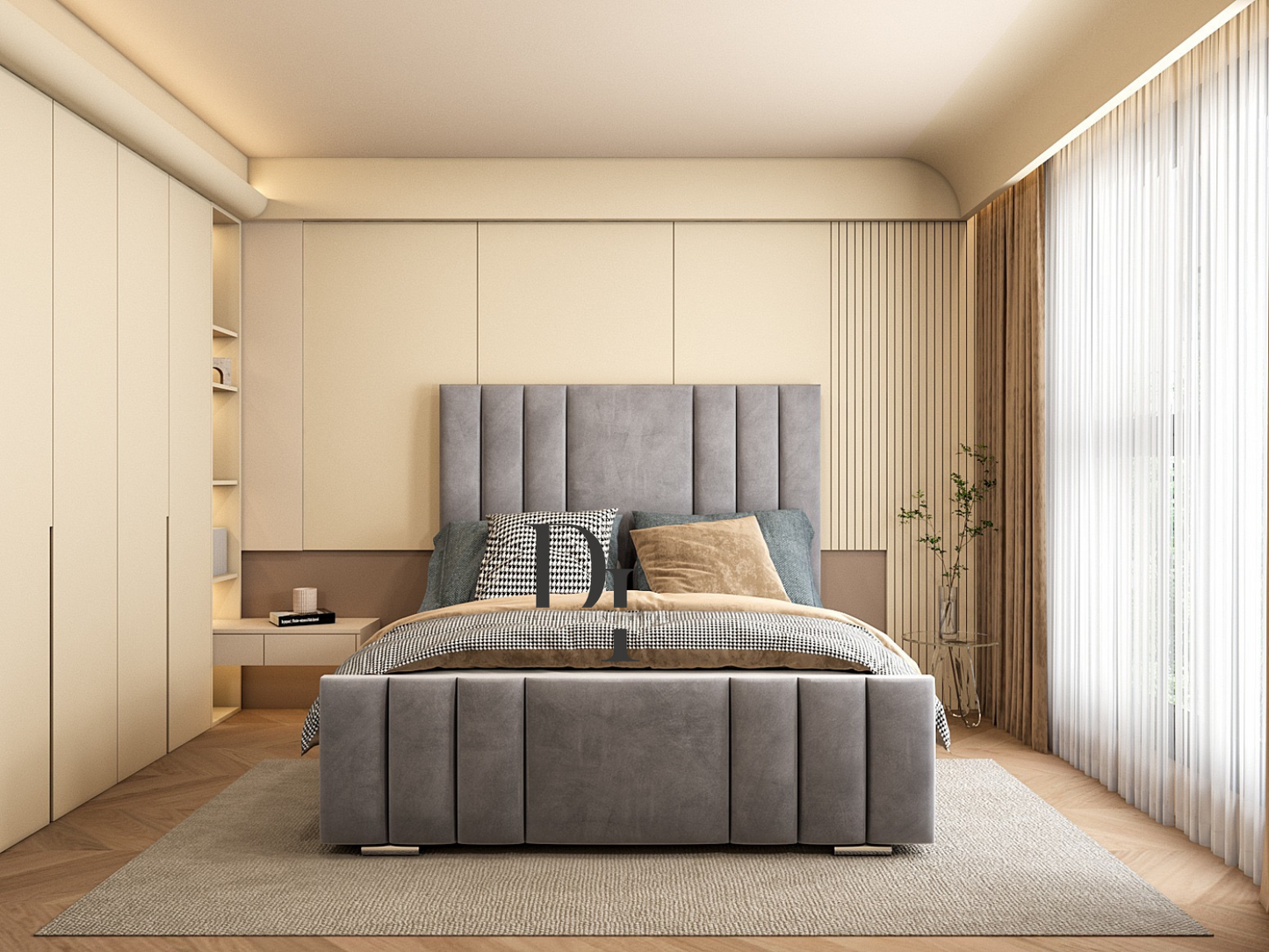 bed frame plush lined down