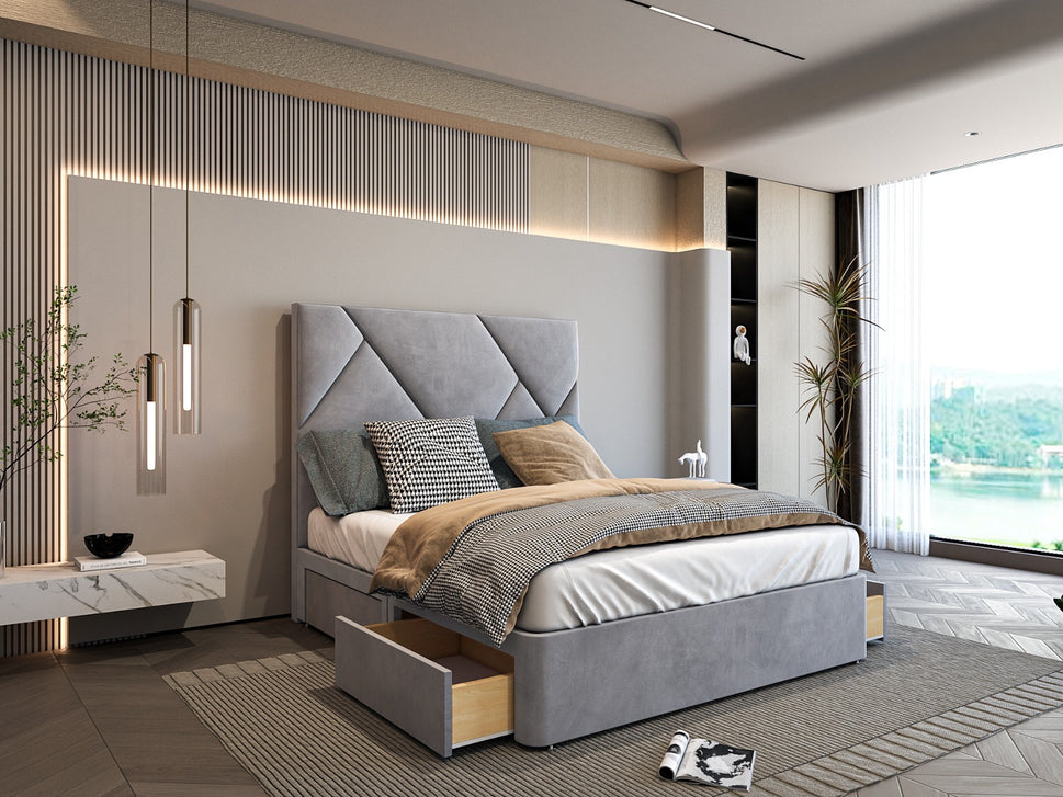 Cannes Geometric Panel Divan Bed